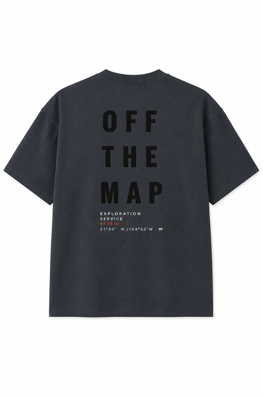 OFF THE MAP- Playera Boxy Premium | Gris Oxford