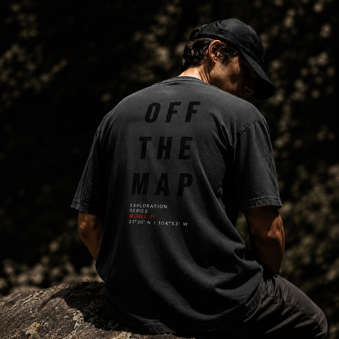 OFF THE MAP- Playera Boxy Premium | Gris Oxford
