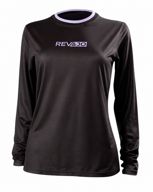 Jersey manga larga MTB negro lila| Para mujer